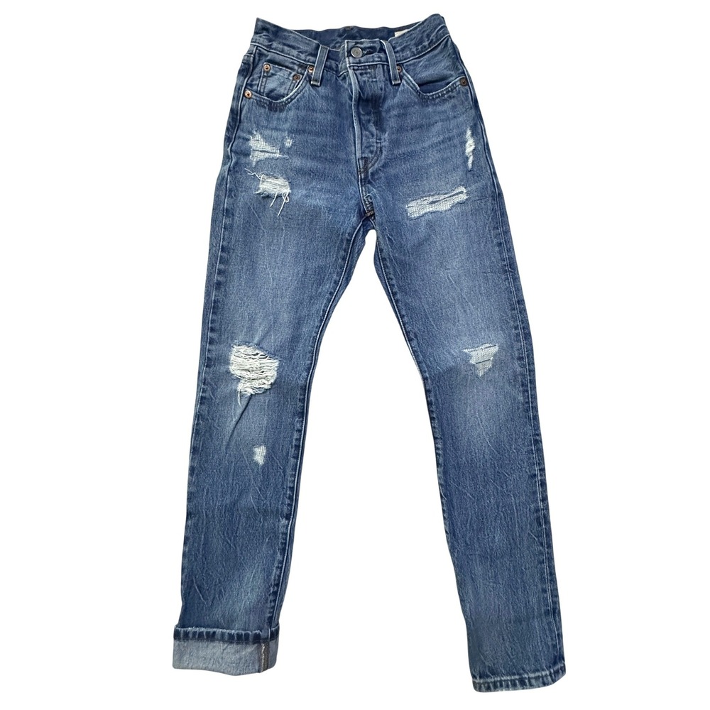 Levi's 501 150th Anniversary Selvedge Jeans Womens 23 x 32 Distressed Button Fly